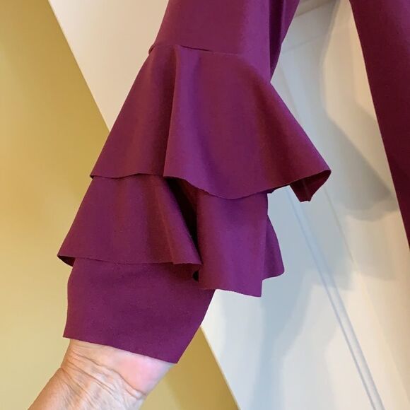 Purple ruffle sleeve kimono duster MISSING BELT - Picture 2 of 8